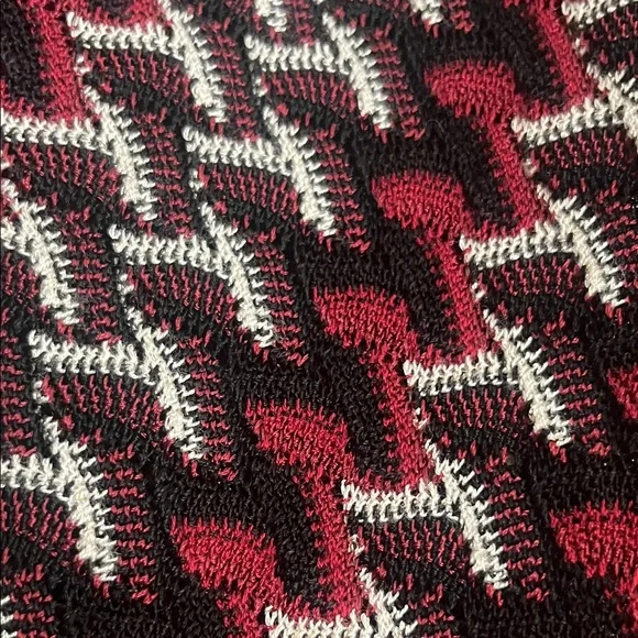 WHBM Crochet Sweater Red and Black Chevron Striped Batwing, Small - Picture 2 of 11